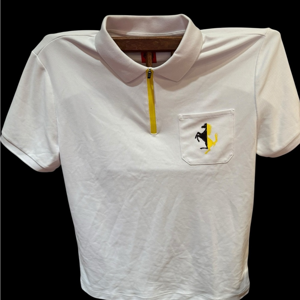 Ferrari Official Polo Shirt XL White Zip Collar NWT $210 Motorsport F1